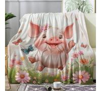 Générique Plaid Cochon Mignon, Couverture Polaire 130x150 Motif Animaux Mignon, Plaid Lit 1 Personne Flanelle Doux, Jeté de Canapé Petite Taille, Decoration & Cadeau (J188)