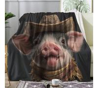 Générique Plaid Cochon Rigolo, Couverture Polaire 200x200 Motif Animaux Mignon, Plaid Lit 1 Personne Flanelle Doux, Jeté de Canapé, Decoration & Cadeau (T98)