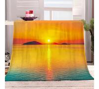 Générique Plaid Couverture 100x130 cm Coucher De Soleil Mer Horizon Orange Douce Moelleuse Flanelle Couverture de Lit Plaid Jeté de Canapé Convient Bebe Enfants et Adultes Rester Chaud en Hiver
