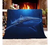 Générique Plaid Couverture Flanelle, Motif Requin Baleine Ciel éToilé Jeté de Canapé, Couverture lit 1 Personnes Bleu Plaid Canape Polaire Douce Chaud, pour Camping et Voyage 130x150 cm