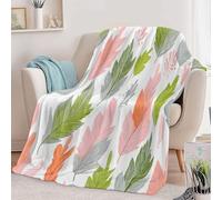 Générique Plaid Couverture imprimée Simple Dessin animé Feuilles, Blanc Chaude Douce Moelleuse Flanelle Drap de lit Couvre-lit Jeté de Canapé 200 x 200 cm - Convient Adulte et Enfants