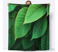 Générique Plaid Couverture imprimée Surréalisme Exquis Feuilles, Vert Chaude Douce Moelleuse Flanelle Couverture de Lit Couvre-lit Jeté de Canapé 220 x 240 cm - Convient Adulte et Enfants