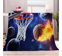 Générique Plaid Couverture Polaire 130x150 cm Basket-Ball Ciel Étoilé Couverture Flanelle, Plaid Polaire Sherpa, Couverture Chaud Canapé, Jete de lit, Couverture Peluche Moelleuse