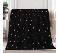 Générique Plaid Couverture Polaire 200 x 200 cm Ciel Céleste De Dessin Animé Impression Douce Flanelle Couverture de Lit Plaid Jeté de Canapé Convient Adultes et Enfants Rester Chaud en Hiver, Noir