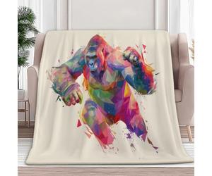 Générique Plaid Couverture Polaire Abstrait Géométrie Gorille 130x150 cm Jeté de Canapé Couverture lit Flanelle Impression 3D, Plaid Fourrure Grand Chaud et Doux en Peluche