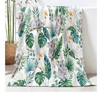 Générique Plaid Couverture Polaire, Aquarelle Cartoon Impression Douce Flanelle Couverture de Lit Plaid, Animal Koala Perroquet Feuille Jeté de Canapé Convient Adultes et Enfants Rester, 130x150 cm