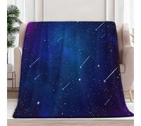 Générique Plaid Couverture Polaire Art du Ciel Étoilé Et des Météores Couverture Flanelle 220x240 cm, Bleu Foncé Plaid Polaire Sherpa Chaud Canapé, Jete de lit, Couvertures Peluche Moelleuse