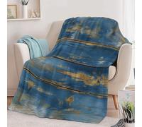 Générique Plaid Couverture Polaire - Couverture Rétro Rustique Grain De Bois Champêtre en Flanelle Douce Chaudes Légères, Plaids Polaires Bleu pour Jeté de Canapé Voyager Lit ou Canapé, 130 x 150 cm