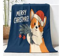 Générique Plaid Couverture Polaire, Dessin Animé Mignon Impression Douce Flanelle Couverture de Lit Plaid, Animal Corgi Étoiles Lettres Jeté de Canapé Convient Adultes et Enfants Rester, 130x150 cm