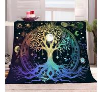 Générique Plaid Couverture Polaire en Microfibre 100x130 cm Arbre De Vie Dégradé Jeté de Canapé, Couverture lit Plaid Canapé Flanelle 1-2 Personnes, Jete de Canape Chaud Doux en Peluche