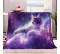 Générique Plaid Couverture Polaire en Microfibre 150x200 cm Ciel Étoilé Animal Chat Violet Douce Moelleuse Flanelle Canapé Nap Couvertures Plaid Polaire pour Canapé lit Couch Chambre Salon