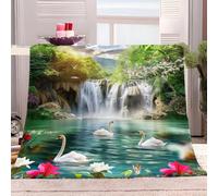 Générique Plaid Couverture Polaire en Microfibre 150x200 cm Cygne Cascade Modèle 3D Douce Moelleuse Flanelle Canapé Nap Couvertures Plaid Polaire pour Canapé lit Couch Chambre Salon