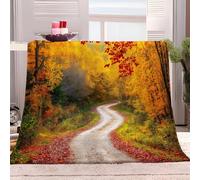 Générique Plaid Couverture Polaire en Microfibre 180x220 cm Forêt Orange Thème Automne Douce Moelleuse Flanelle Canapé Nap Couvertures Plaid Polaire pour Canapé lit Couch Chambre Salon