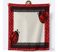 Générique Plaid Couverture Polaire Flanelle Dessin Animé Animal Coccinelle Dentelle, Imprimée Chaude Douce Moelleuse Couverture de Lit Jeté de Canapé 180 x 200 cm - Rouge Convient Adulte et Enfant