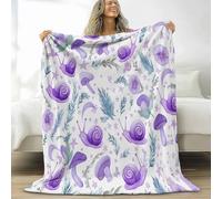 Générique Plaid Couverture Polaire Flanelle Dessin Animé Animaux Escargot Champignons, Imprimée Chaude Douce Moelleuse Couverture de Lit Jeté de Canapé 200 x 200 cm - Crème Convient Adulte et Enfant