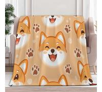 Générique Plaid Couverture Polaire Flanelle Empreintes Chien Dessin Animé, Imprimé Chaude Douce Moelleuse Microfibre Orange Couverture de Lit Couvre-lit Jeté de Canapé, Convient Adulte, 220x240 cm
