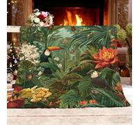 Générique Plaid Couverture Polaire Flanelle en Microfibre, ThèMe de La Jungle Tropicale Couverture lit Jeté de Canapé 1 Personnes, Plantes Vertes Plaid Fourrure Chaud et Doux en Peluche 130x150 cm