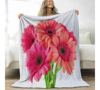 Générique Plaid Couverture Polaire Flanelle Surréalisme Fleur Gerbera, Imprimée Chaude Douce Moelleuse Couverture de Lit Jeté de Canapé 180 x 200 cm - Crème Convient Adulte et Enfant