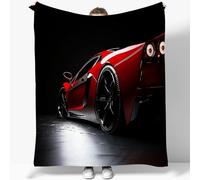 Générique Plaid Couverture Polaire Voiture De Sport Rouge Impression 3D Microfibre Couverture de lit en Flanelle Douce, Chaude et Confortable, Couverture de Canapé 150 x 200 cm