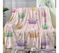 Générique Plaid Crabe Mignon, Couverture Polaire 220x240 Motif Coquille Cartoon, Plaid Lit 1 Personne Flanelle Doux, Jeté de Canapé Grande XXL, Decoration & Cadeau (J06)
