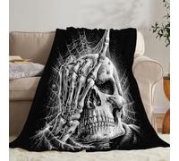 Générique Plaid Crâne Gothique, Decoration & Cadeau | Couverture Polaire 180x200 Motif Halloween Abstrait, Plaid Lit 1 Personne Flanelle Doux, Jeté de Canapé B110