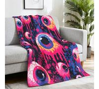 Générique Plaid de lit Coloré Fantaisie Douce Couverture Couverture Polaire,Tache d'encre Dessin animé Globe oculaire Ultra Doux Utilisable des Deux côtés Jeté Canapé pour Les Adultes 150 * 150 cm