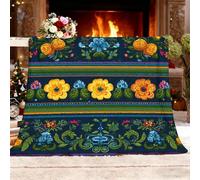 Générique Plaid Douillet 130x150 cm 1 Personnes Motif Ethnique BohèMe Couverture en Polaire, Couverture Sherpa, Jeté de Canapé, Vert Chaude et Douce et Moelleuse pour l'hiver