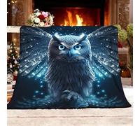 Générique Plaid Doux et Confortable Canapé Couverture Chouette Animal Fantastique Couverture Polaire Flanelle Sombre pour Canapé Lit Pique-Nique en Camping Parc-Jardin Plage XXL 180x220cm