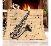 Générique Plaid Doux et Confortable Canapé Couverture Jazz Musique ThèMe Musical Couverture Polaire Flanelle Brun pour Canapé Lit Pique-Nique en Camping Parc-Jardin Plage L 100x130cm