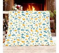 Générique Plaid Doux et Confortable Canapé Couverture Mignon Dessin Animé Dinosaure Imprimé Couverture Polaire Flanelle Blanc pour Canapé Lit Pique-Nique en Camping Parc-Jardin Plage XL 150x200cm