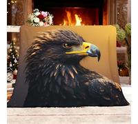 Générique Plaid Doux et Confortable Canapé Couverture Motif d'aigle Animalier Couverture Polaire Flanelle Jaune pour Canapé Lit Pique-Nique en Camping Parc-Jardin Plage XXL 180x200cm