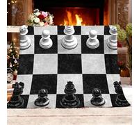 Générique Plaid Doux Moelleux Couverture GéOméTrie de L'éChiquier Canapé Lit Chaud Plaid Polaire Douillette Flanelle Facile d'entretien Noir Couverture pour Coucher Bureau Toutes Saisons XL 130x150cm