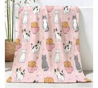 Générique Plaid en Flanelle Doux Convient Dessin 150 x 200 cm, Animé Chaton Moelleuse Couverture de Lit Couvre-lit Jeté de Canapé, Couverture Moelleuse pour Adultes et Enfants, Rose