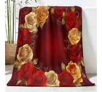 Générique Plaid en Flanelle Doux Convient Vintage 220 x 240 cm, Esthétique Rose Rouge Cachemire Couverture de Lit Couvre-lit Jeté de Canapé, Couverture Moelleuse pour Adultes et Enfants, Rouge