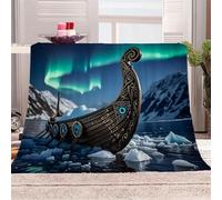 Générique Plaid lit 150x200 cm Navire De Guerre Polaire Couverture Plaid Couverture Chaude en Polyester pour canapé lit Bureau Voyage, légère et Confortable pour Animaux EM2130-079