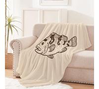 Générique Plaid lit 150x200 cm Poisson De Ligne De Dessin Animé Couverture Plaid Couverture Chaude en Polyester pour canapé lit Bureau Voyage, légère et Confortable pour Animaux EM2130-265