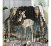 Générique Plaid Noël, Couverture Polaire 180x200 Motif Cerf Noël, Plaid Lit 1 Personne Flanelle Doux, Jeté de Canapé, Decoration & Cadeau (FW778)