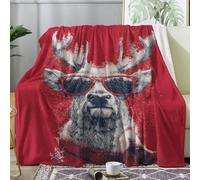 Générique Plaid Noël, Couverture Polaire 220x240 Motif Animaux Cerf, Plaid Lit 1 Personne Flanelle Doux, Jeté de Canapé Grande XXL, Decoration & Cadeau (FW656)