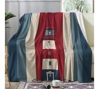 Générique Plaid Phare, Couverture Polaire 230x270 Motif Rayure, Plaid Lit 1 Personne Flanelle Doux, Jeté de Canapé Grande Taille, Decoration & Cadeau (M143)