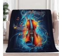 Générique Plaid Polaire Notes De Violon Fantastiques Couverture Polaire Sherpa, Moelleuse Douce Chaude Bleu Foncé Jeté de Canapé, Couvertures lit 150x200 cm, pour Enfants Bébé Adultes
