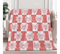 Générique Plaid Polaire Nœud Rose À Carreaux 130x150 cm Couverture Flanelle pour Canapé et Lit, Couverture Sherpa Douce Et Chaude pour Bébé Enfant et Adulte, Hypoallergénique