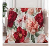 Générique Plaid Polaire Roses Orchidées Tulipes 100x130 cm Couverture de Lit Flanelle Réversible Douce et Duveteuse, Plaid Jeté de Canape, pour Adultes Enfants et bébé