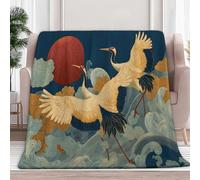 Générique Plaid Polaire Soleil Vagues Oiseaux 130x150 cm Couverture de Lit Flanelle Réversible Douce et Duveteuse, Plaid Jeté de Canape, pour Adultes Enfants et bébé