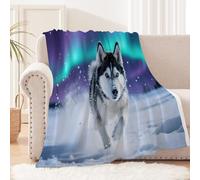 Générique Plaid pour canapé 180x220 cm Aurora Wolf Plaid Voiture Couverture Douce en Polyester pour canapé lit Voyage Camping, Chaude légère, idéale pour Animaux EM2130-1936