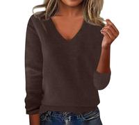 Générique Plaid Pull,Pull Femme Chic Chaud Couleur Unie Col V/Rond Manche Longue Pull Cachemire Femme Hiver Pull en Tricot Leger Chic et Elegant