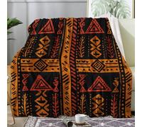 Générique Plaid Tribu Africain, Couverture Polaire 180x200 Motif Géométrique, Plaid Lit 1 Personne Flanelle Doux, Jeté de Canapé, Decoration & Cadeau (H128)