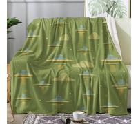 Générique Plaid Vaisseau Spatial, Couverture Polaire 130x150 Motif Cartoon Espace, Plaid Lit 1 Personne Flanelle Doux, Jeté de Canapé Petite Taille, Decoration & Cadeau (T70)