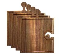 Générique Planche à Charcuterie,Lot de 4 Plateau en Bois de Cuisine,Planches à Charcuteries Emboîtables en Bois avec Poignées pour Réceptions Apéritif Dîner Plateau Fromage Fruits Secs (A)