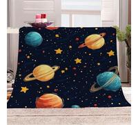 Générique Planètes Et étoiles Colorées-19 Plaid Couverture Polaire Flanelle en Microfibre,Jeté de Canapé 220x240 Exploration Spatiale,Plaid Chaud et Doux en Peluche
