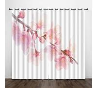 Générique Plante Rideau Occultant 3D Rose Branches Isolation Acoustique et Thermique avec Oeillets Draperies pour Aux Familles Hôtels Maisons de Location 2 Panneaux L110 x H215 CM